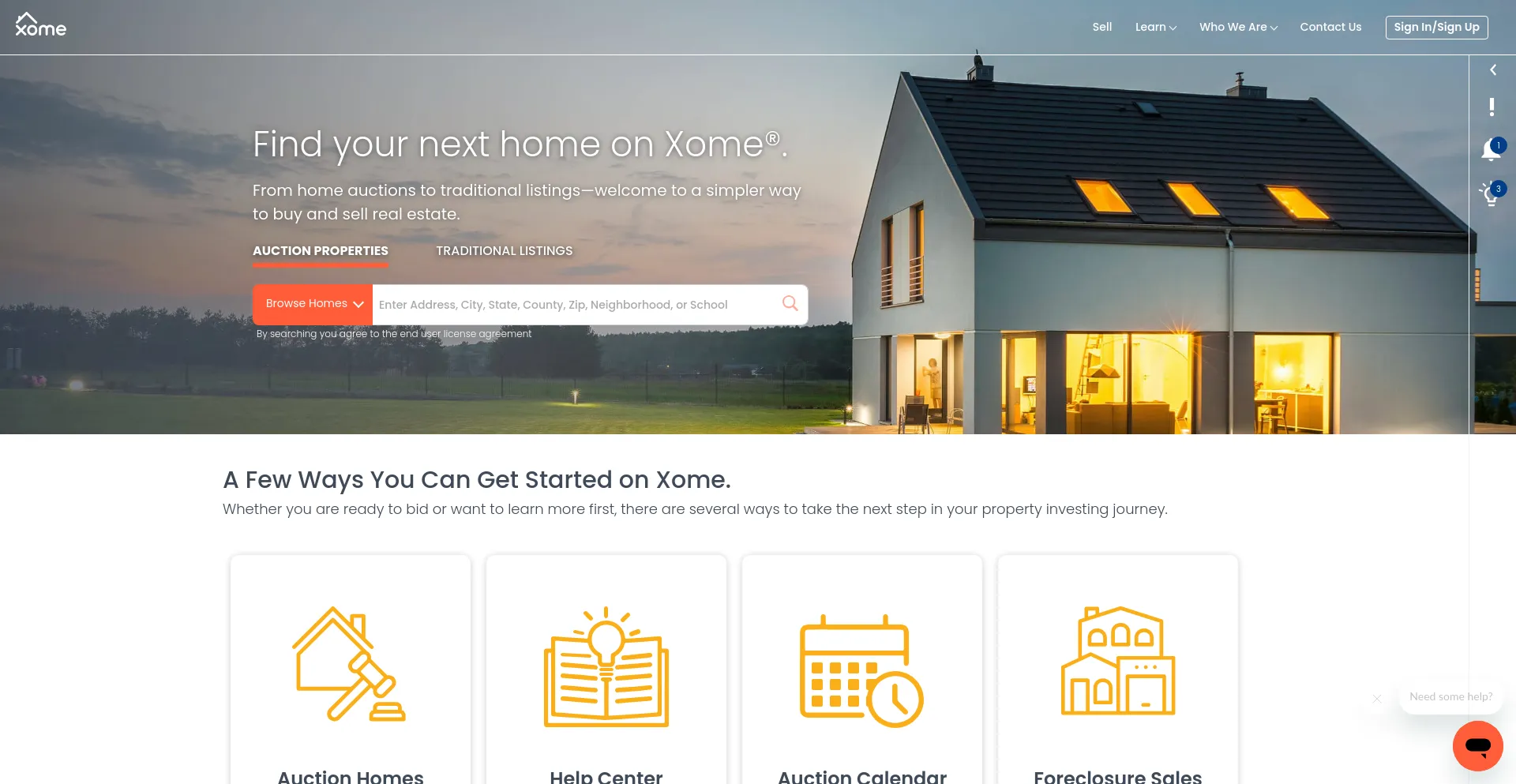 Screenshot of xome.com homepage