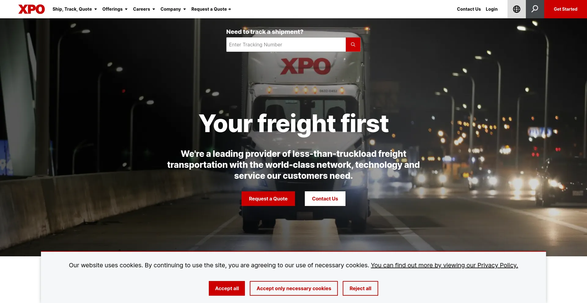 Screenshot of xpo.com homepage