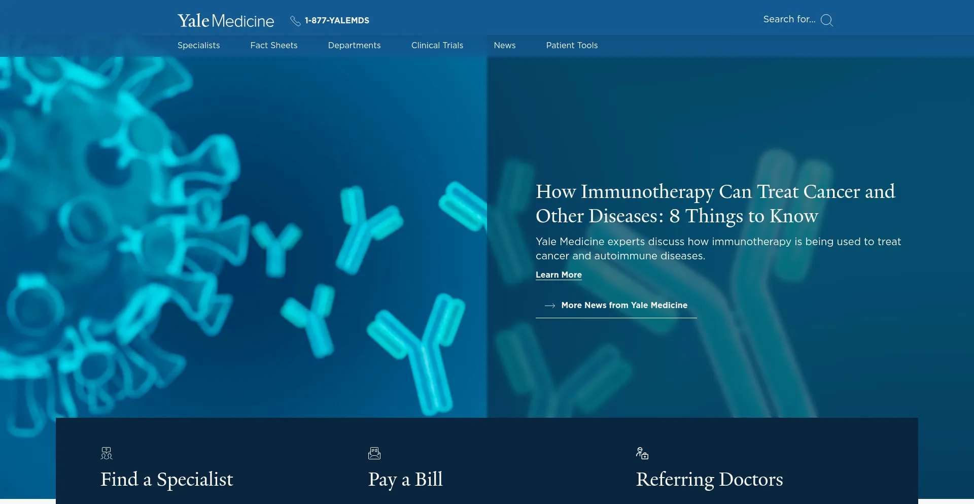 Screenshot of yalemedicine.org homepage