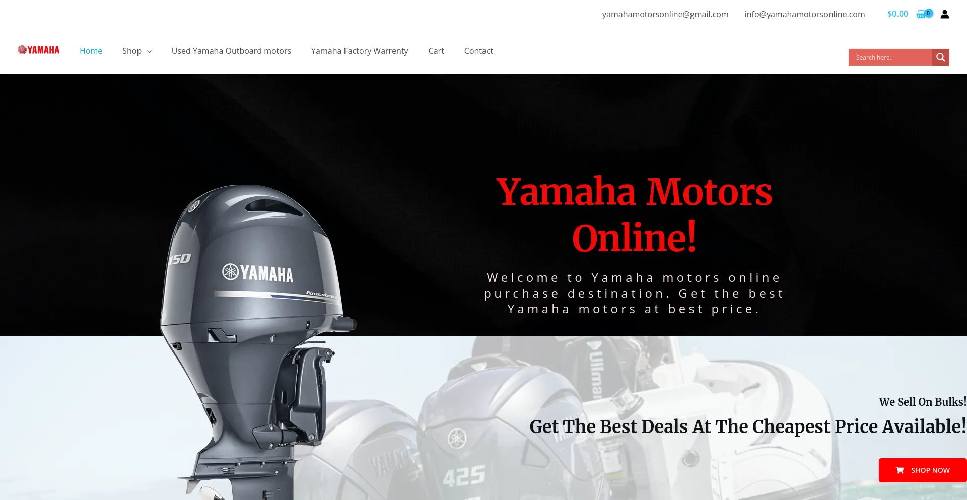 Screenshot of yamahamotorsonline.com homepage