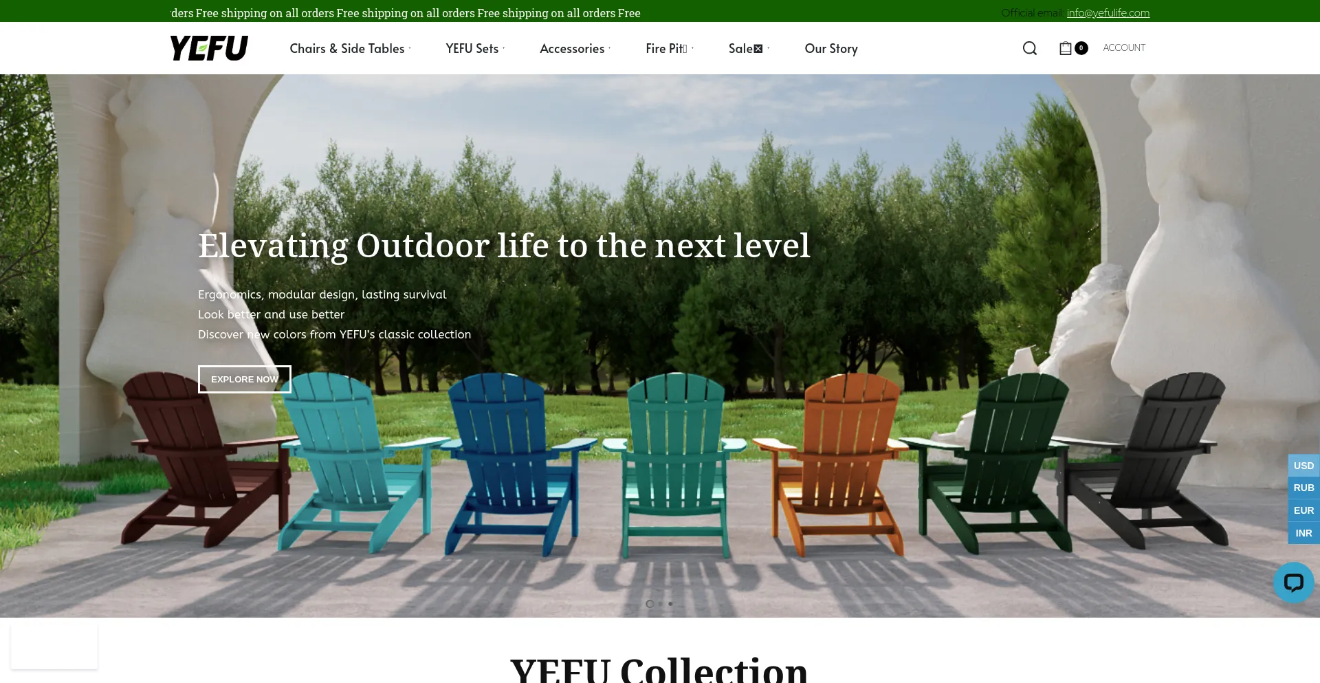 Screenshot of yefulife.com homepage