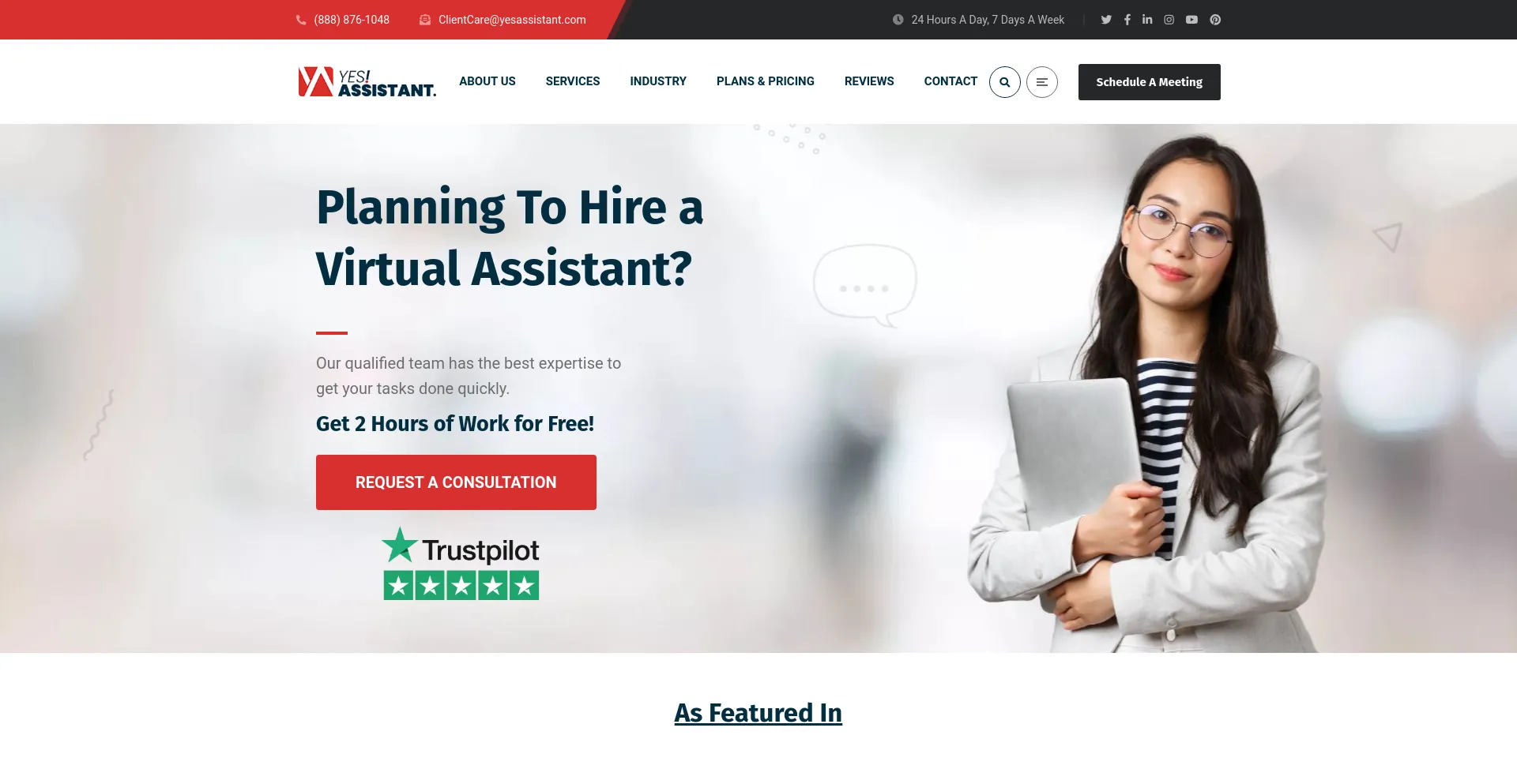 Screenshot of yesassistant.com homepage