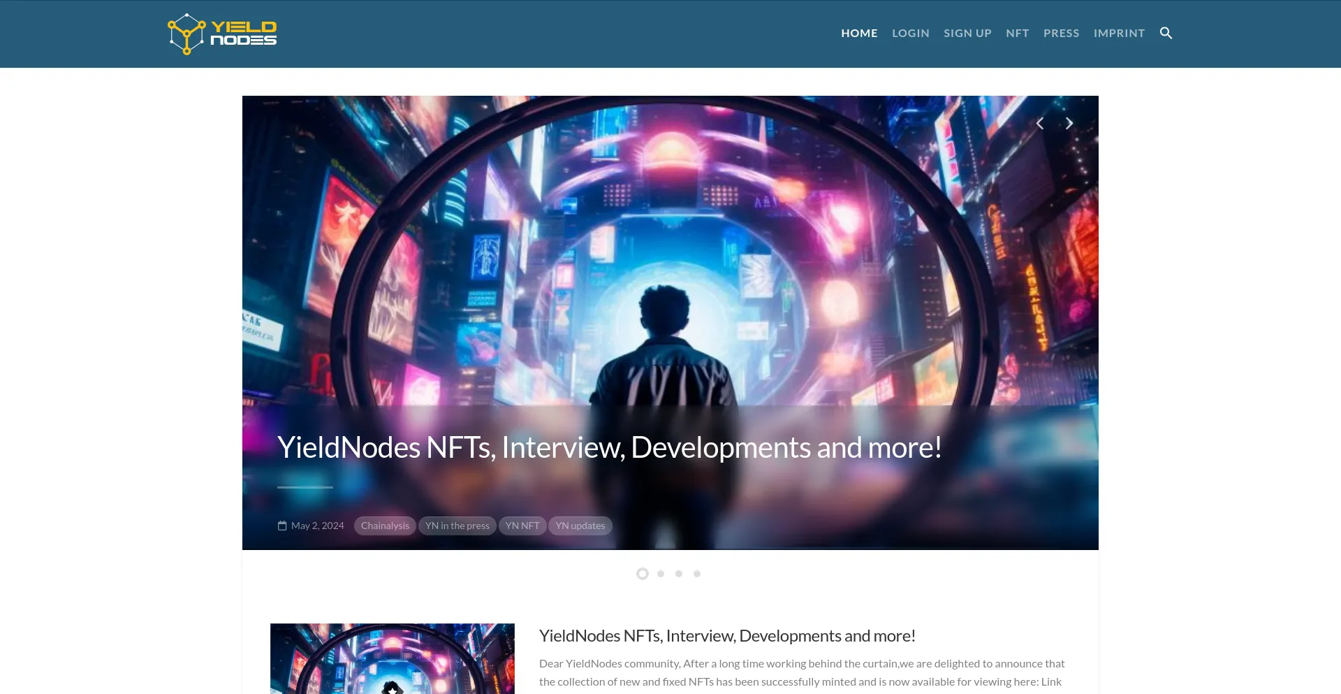 Screenshot of yieldnodes.com homepage