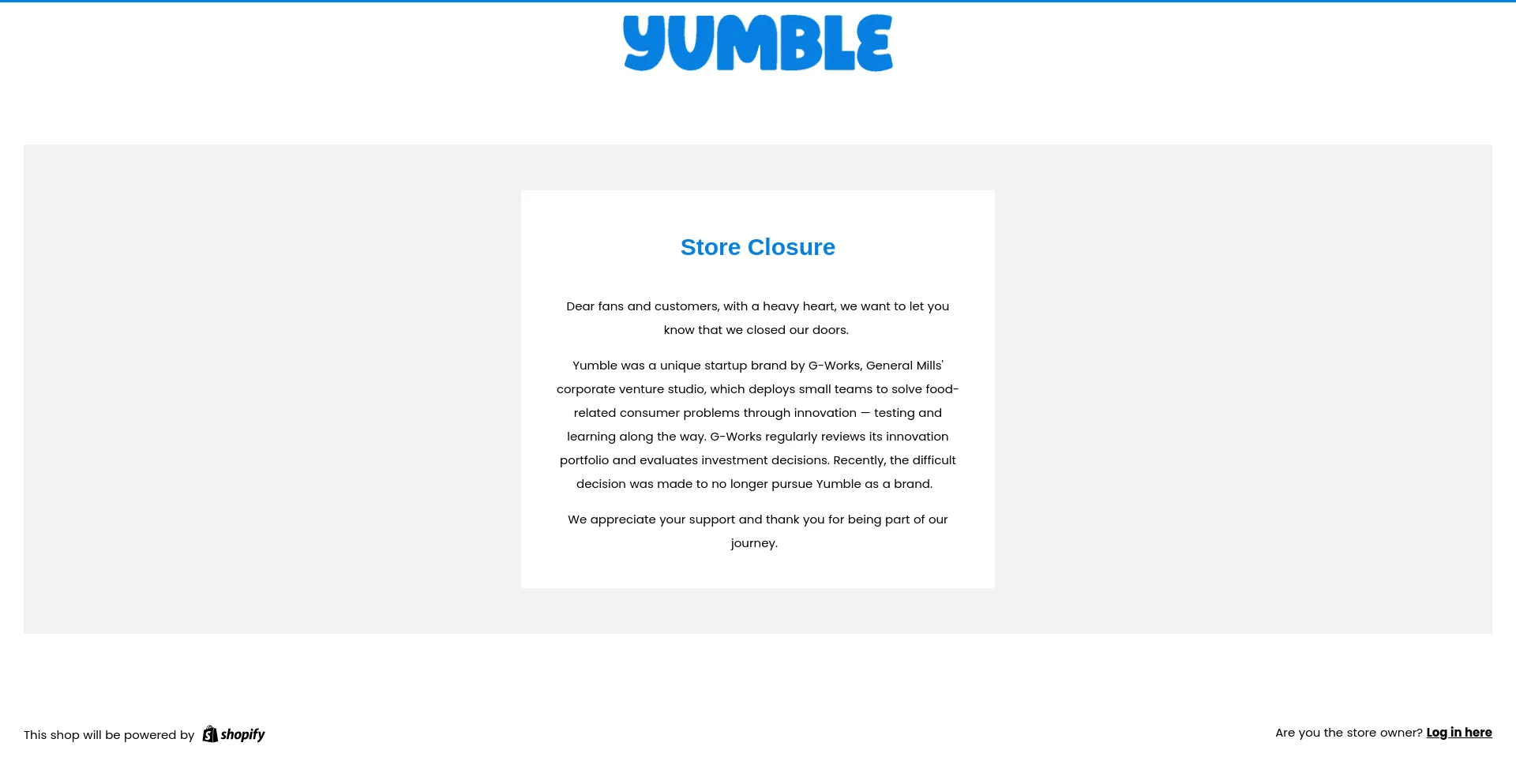 Screenshot of yumblekids.com homepage