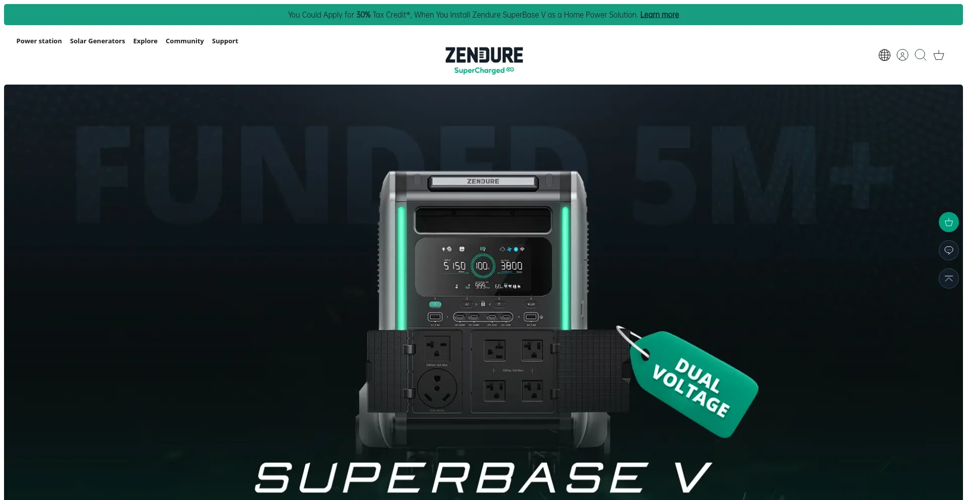 Screenshot of zendure.com homepage