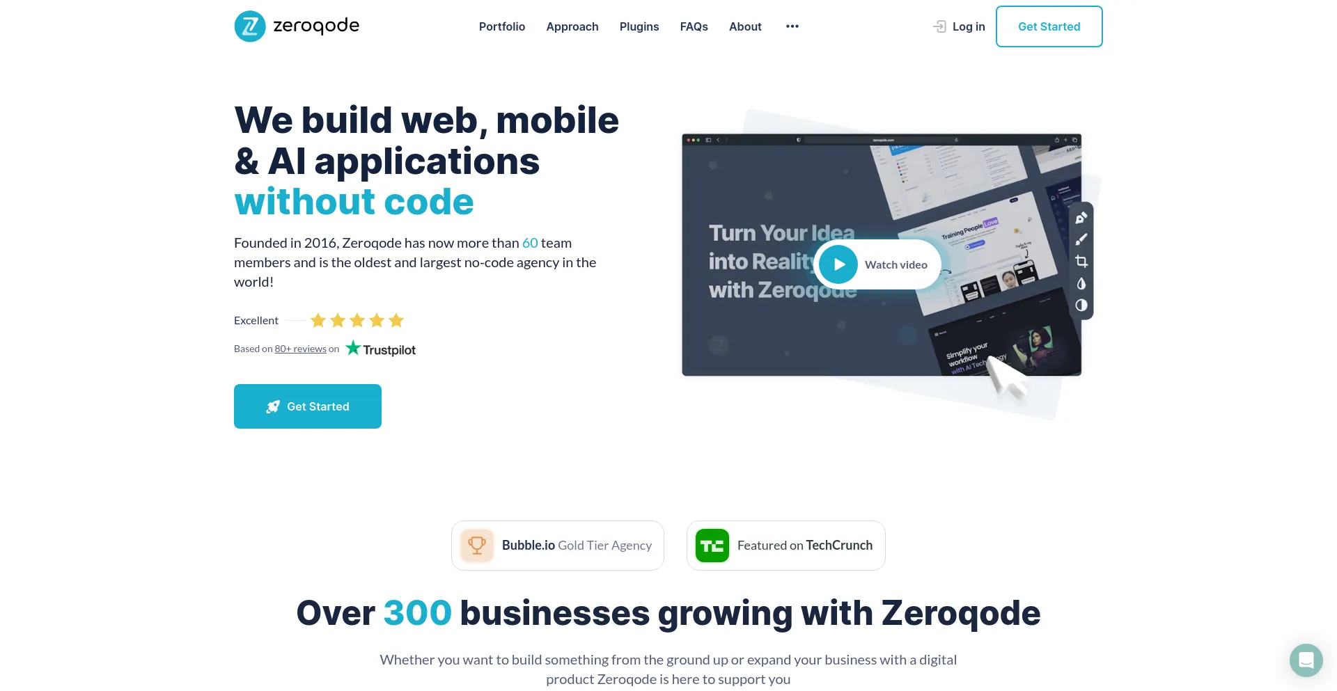 Screenshot of zeroqode.com homepage