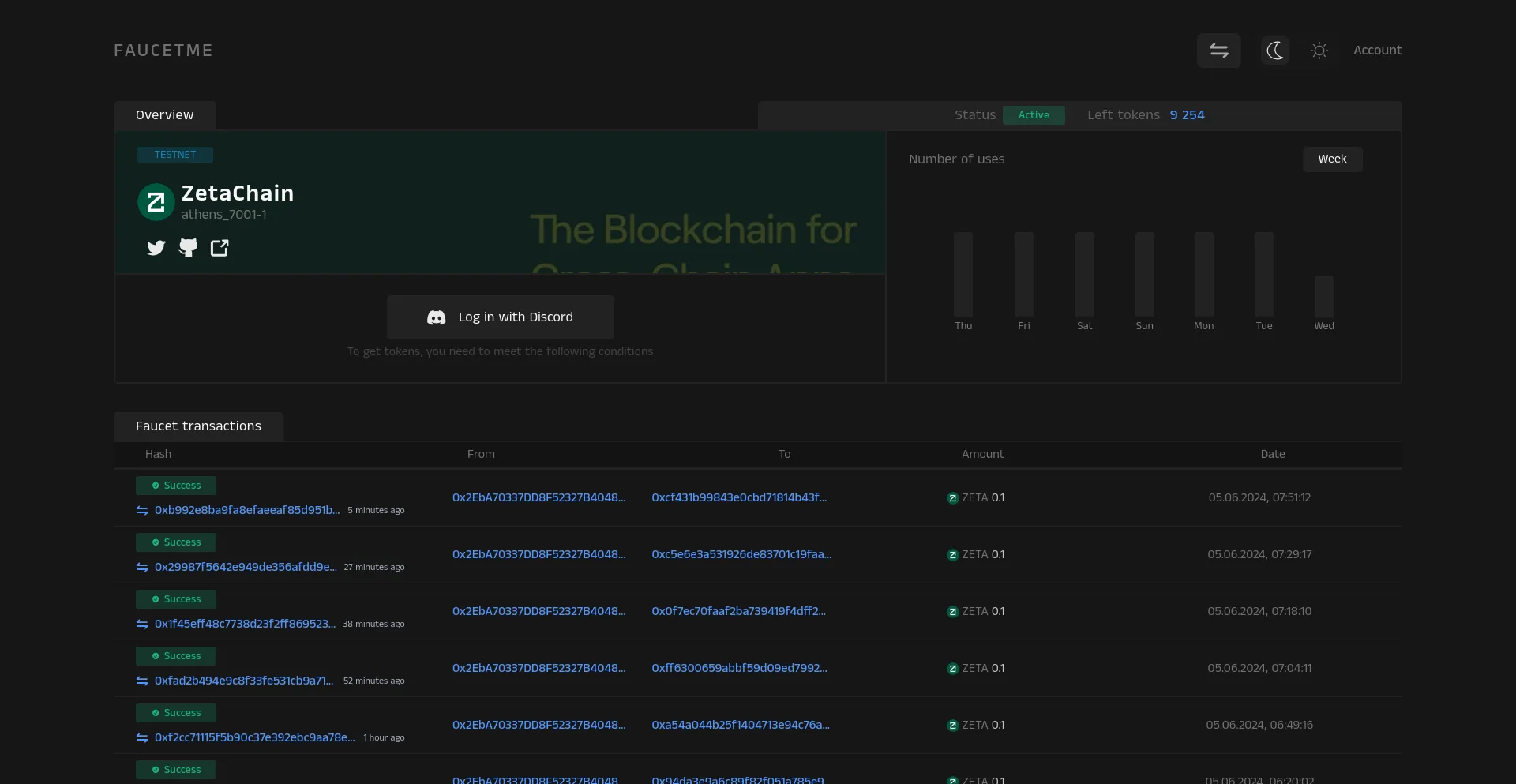 Screenshot of zetachain.faucetme.pro homepage