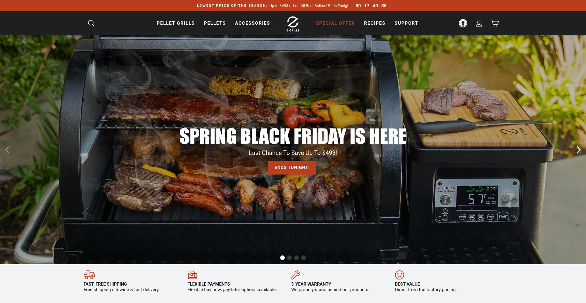 Screenshot of zgrills.com homepage