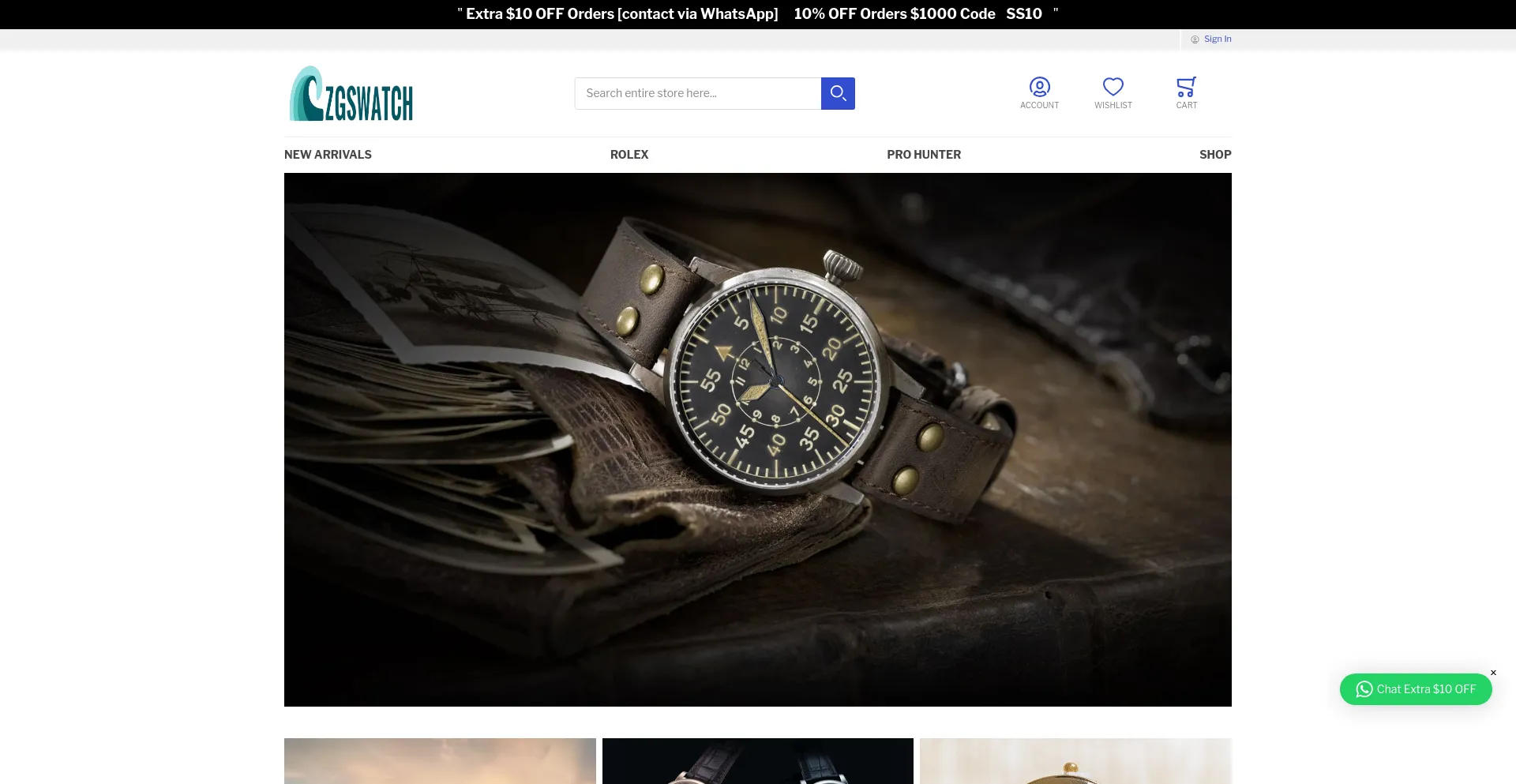 Screenshot of zgswatch.shop homepage