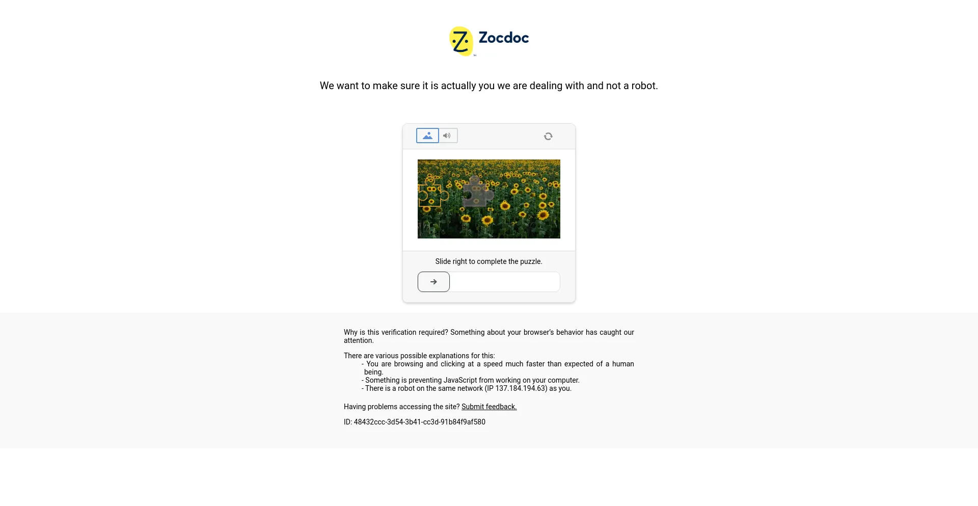 Screenshot of zocdoc.com homepage