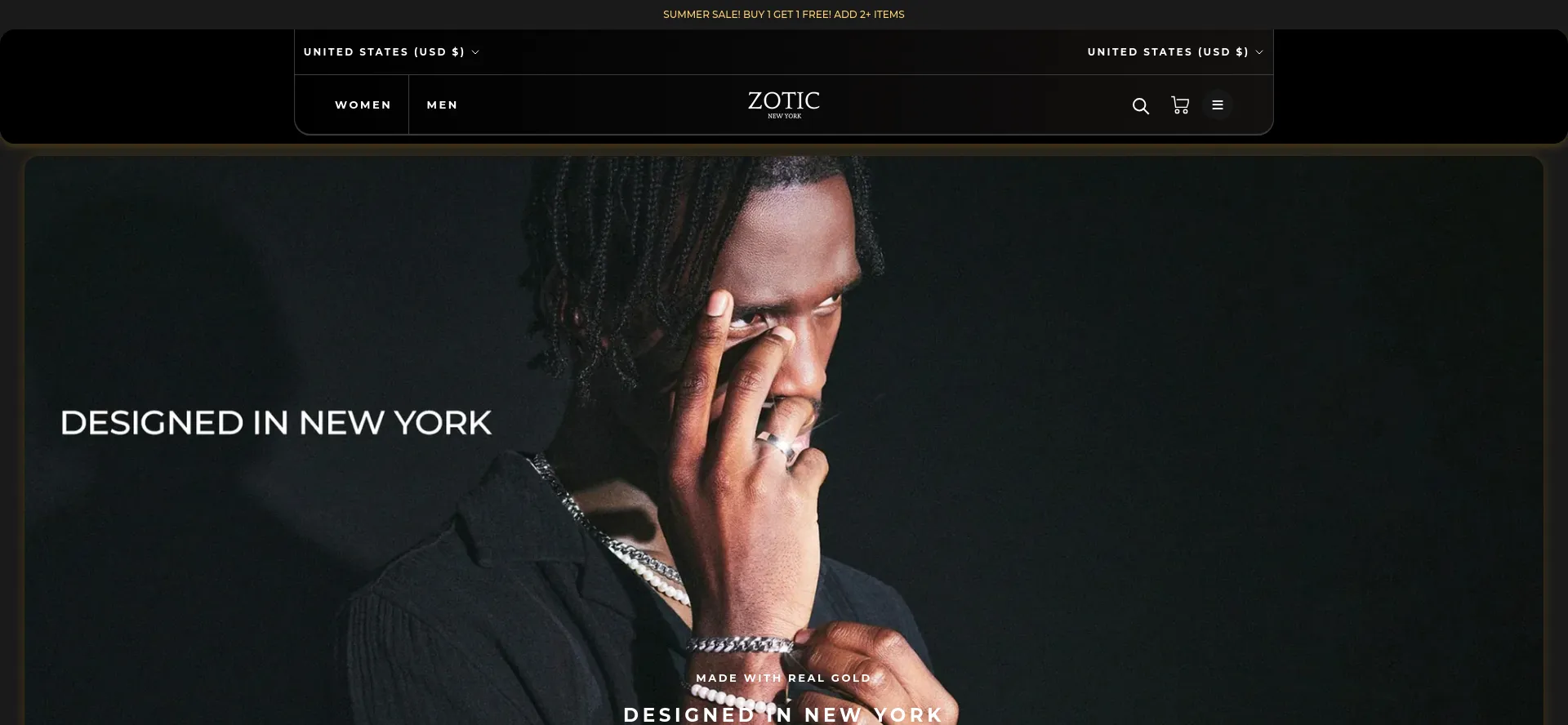 Screenshot of zoticnewyork.com homepage