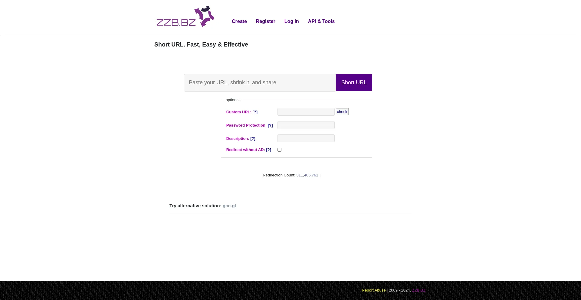 Screenshot of zzb.bz homepage